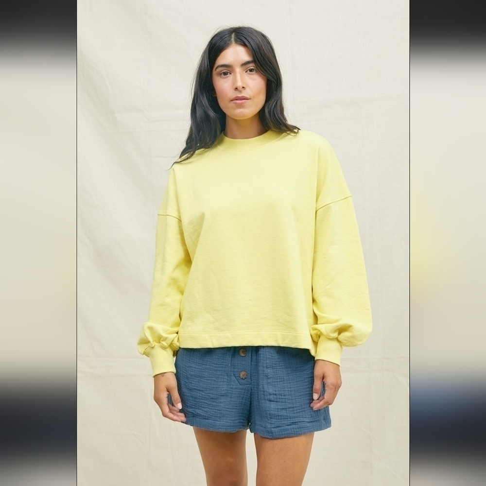 Back Beat Co Lemon Yellow Puff Sleeve Sweatshirt